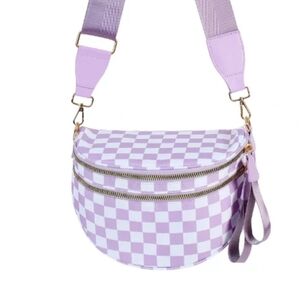 Chic Lavender Checkered Crossbody Bag